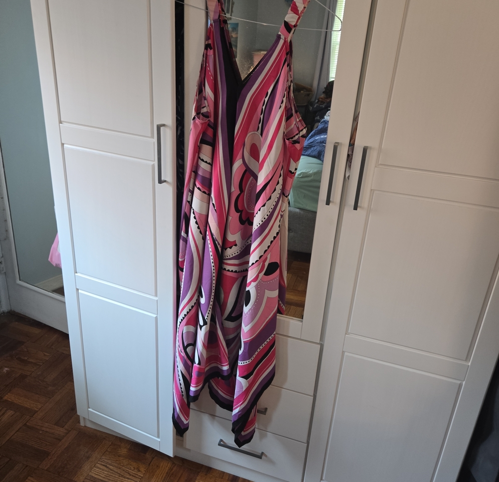 Vibrant Pink & Purple Patterned Slip Dress